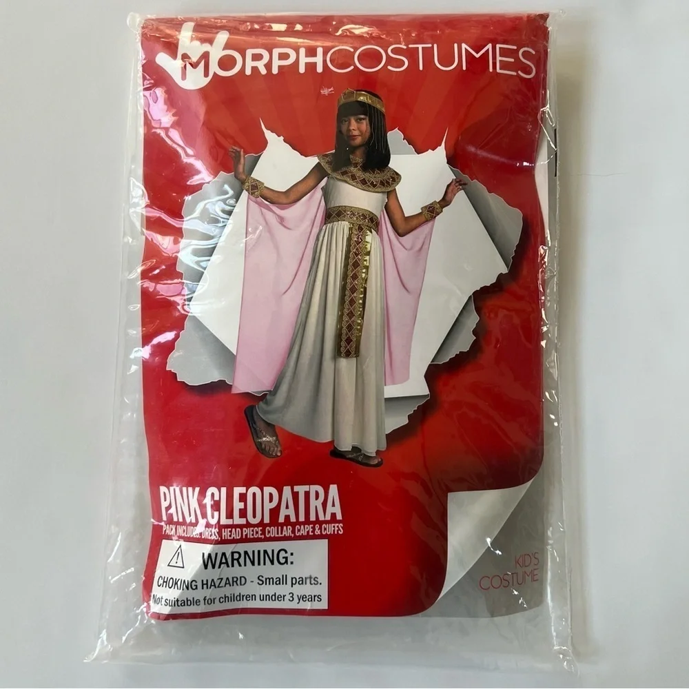 Cleopatra Costume Girls Large (10-12Y) Pink Gold Egyptian Queen Greek Goddess